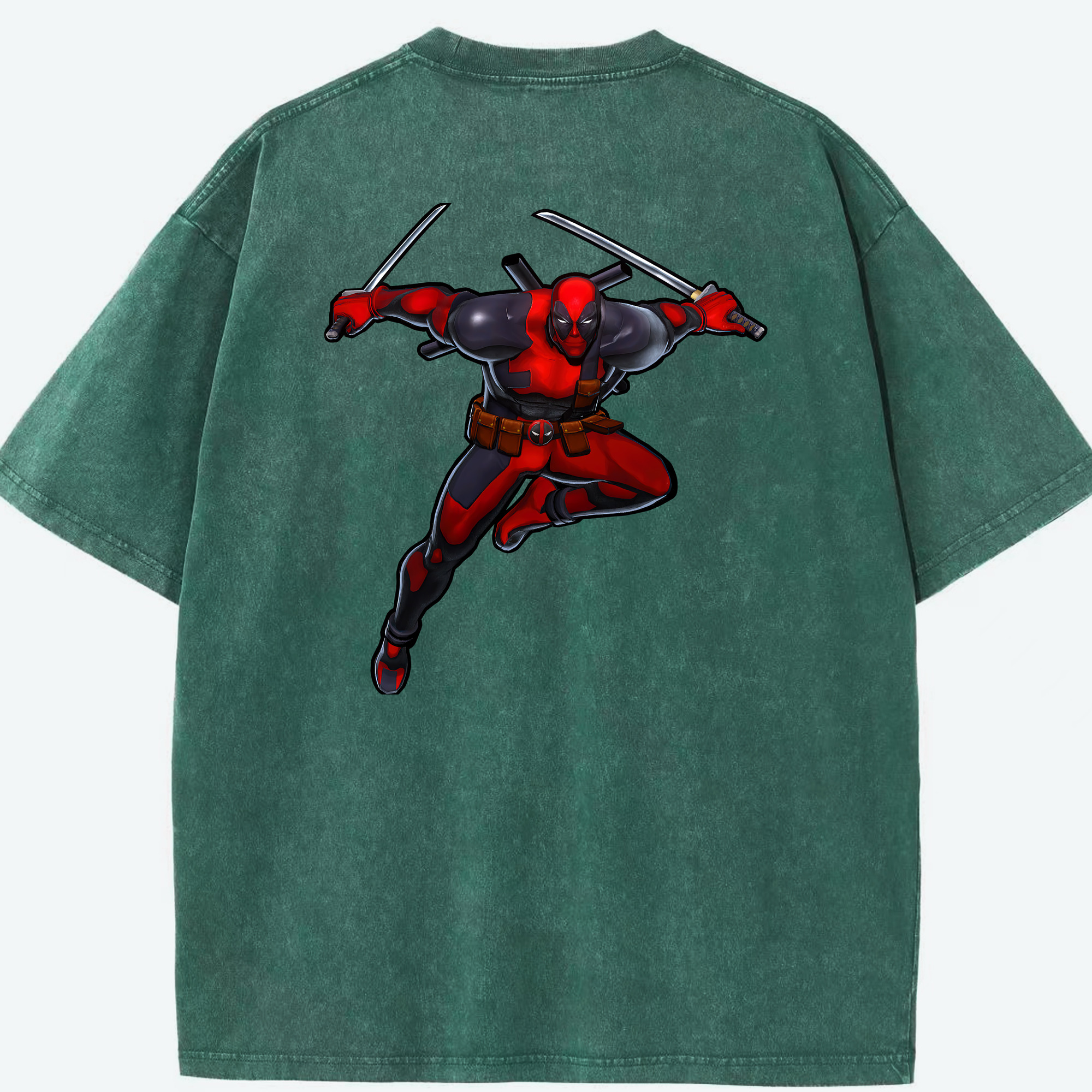 （画像用） Deadpool デッドプール 綿100% ヴィンテージ風 半袖Tシャツ（背面プリント）